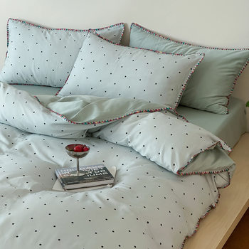 2025 New Type a Color Edge Double-Layer Yarn Shell Needle Four-Piece Set 1.2m Bed Bed Sheets Three-Piece Quilt Cover 150*200