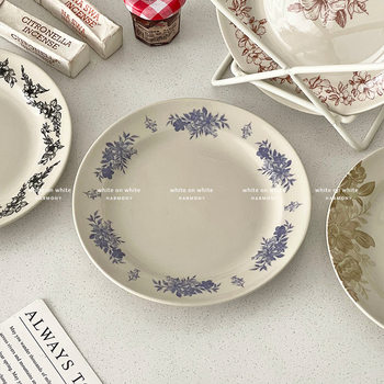 Retro Plate Household 2025 New Style 6inch Small Plate Household Ceramic Dessert Cake Plate Afternoon Tea Dessert Plate