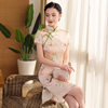 Cheongsam wholesale 2022 summer slim slim age-reducing Tang suit stand collar mulberry silk Chinese cheongsam skirt 3614