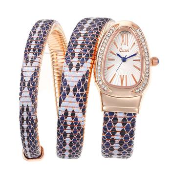 2025 new cross-border e-commerce hot snake bracelet diamond snake dial ladies quartz watch personality watch wholesale
