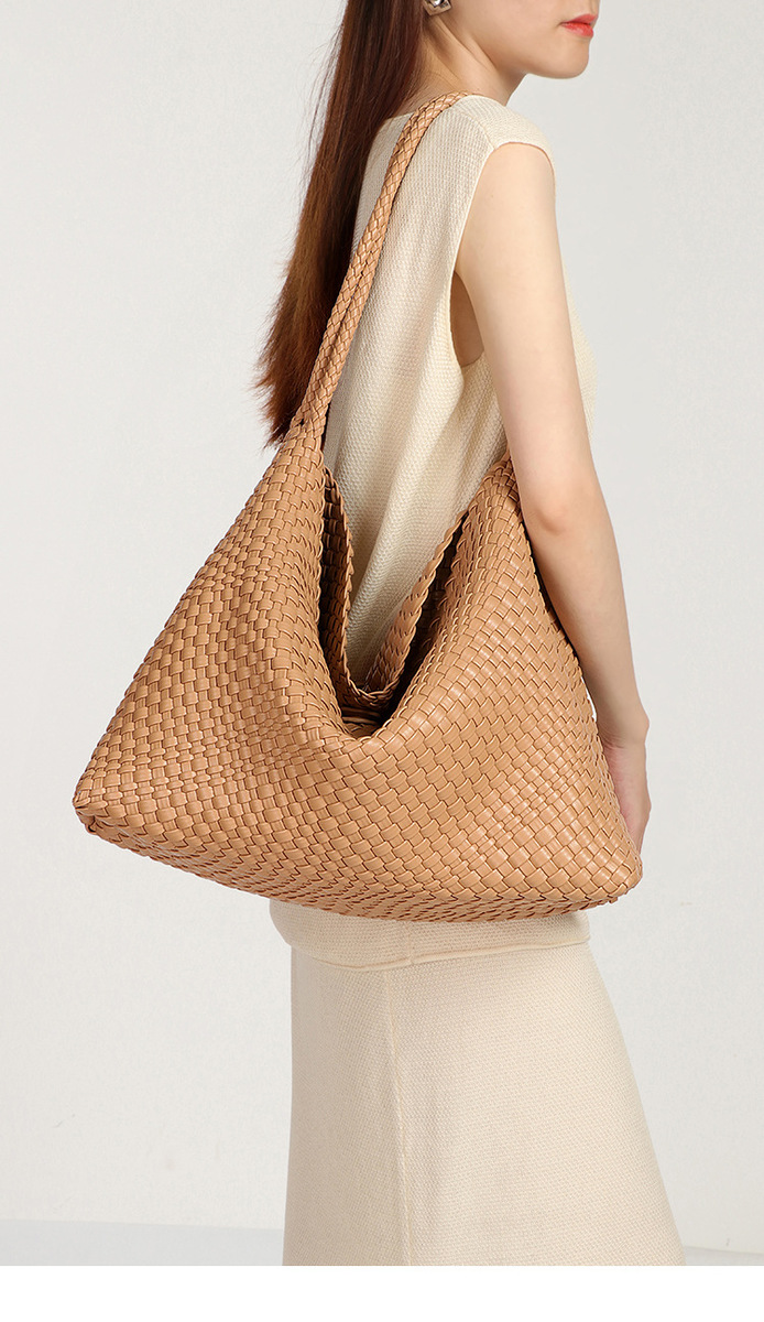 Túi tote nữ cỡ lớn dáng ngang đan phối, đựng nhiều đồ đi làm — B2646 # Màu be, B2646 # màu đen, B2646 # màu nâu, B2646 # Màu trắng ngà