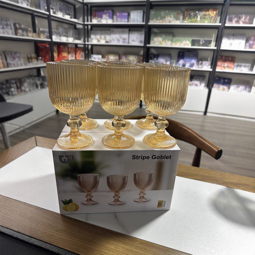 Glass Vertical Goblet High Color Value Milk Tea Dessert Cup Ice Cream Cup Fruit Juice Glass Red Wine Glass GB10