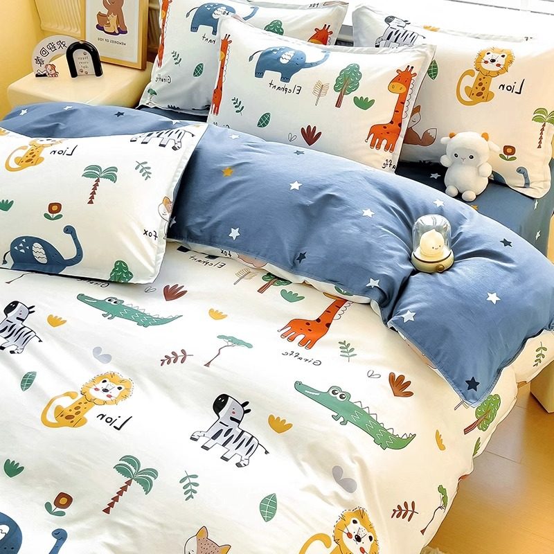 Children's Cartoon Cotton Bed Four-piece Set 100 All Cotton Baby Bed Sheet Quilt Cover Boy Bedding Set