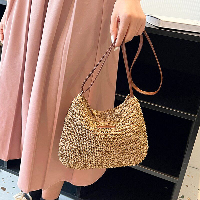 ins批发洋气新款编织包唐妮儿韩版时尚沙滩包休闲百搭草编女包超