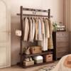 Chinese-Style B&B Storage Mobile Clothes Hanger Solid Wood Floor-Standing Bedroom Coat Rack Living Room Simple Modern Home