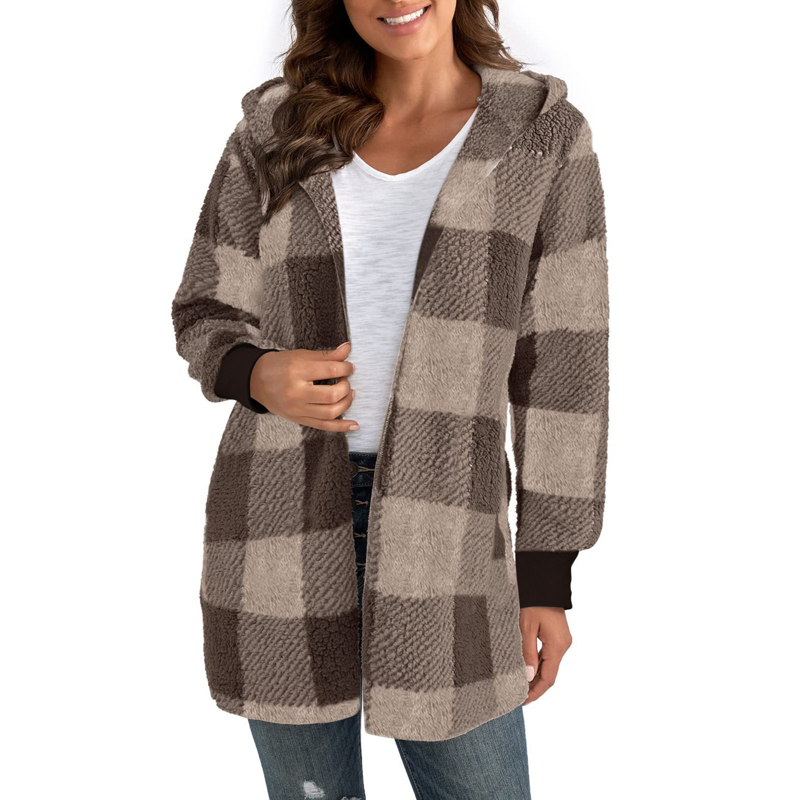 Loose Fit Plaid Cardigan Cozy Knit Fashionable Design Perfect for Fall Wholesale Available fast shipping