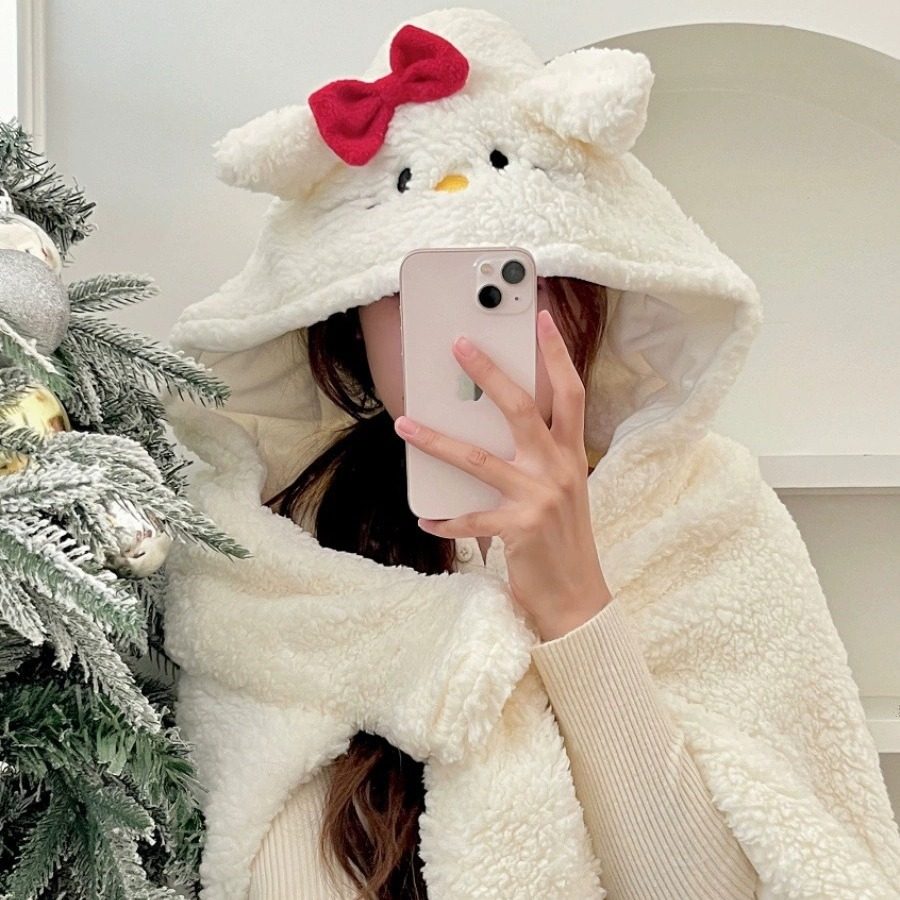 Cartoon bear cloak cute autumn and winter thickened warm blanket shawl hooded student lunch break nap blanket cloak