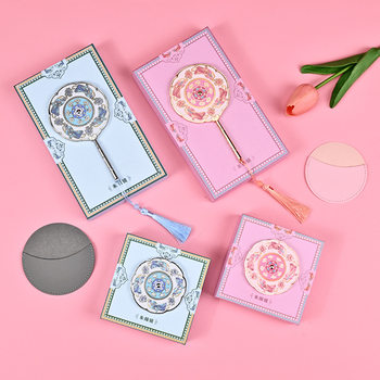 Guofeng Zhu Yan Mirror High Color Value Makeup Handheld Makeup Mirror Alloy Exquisite Gift Advanced Tourist Souvenir Gift