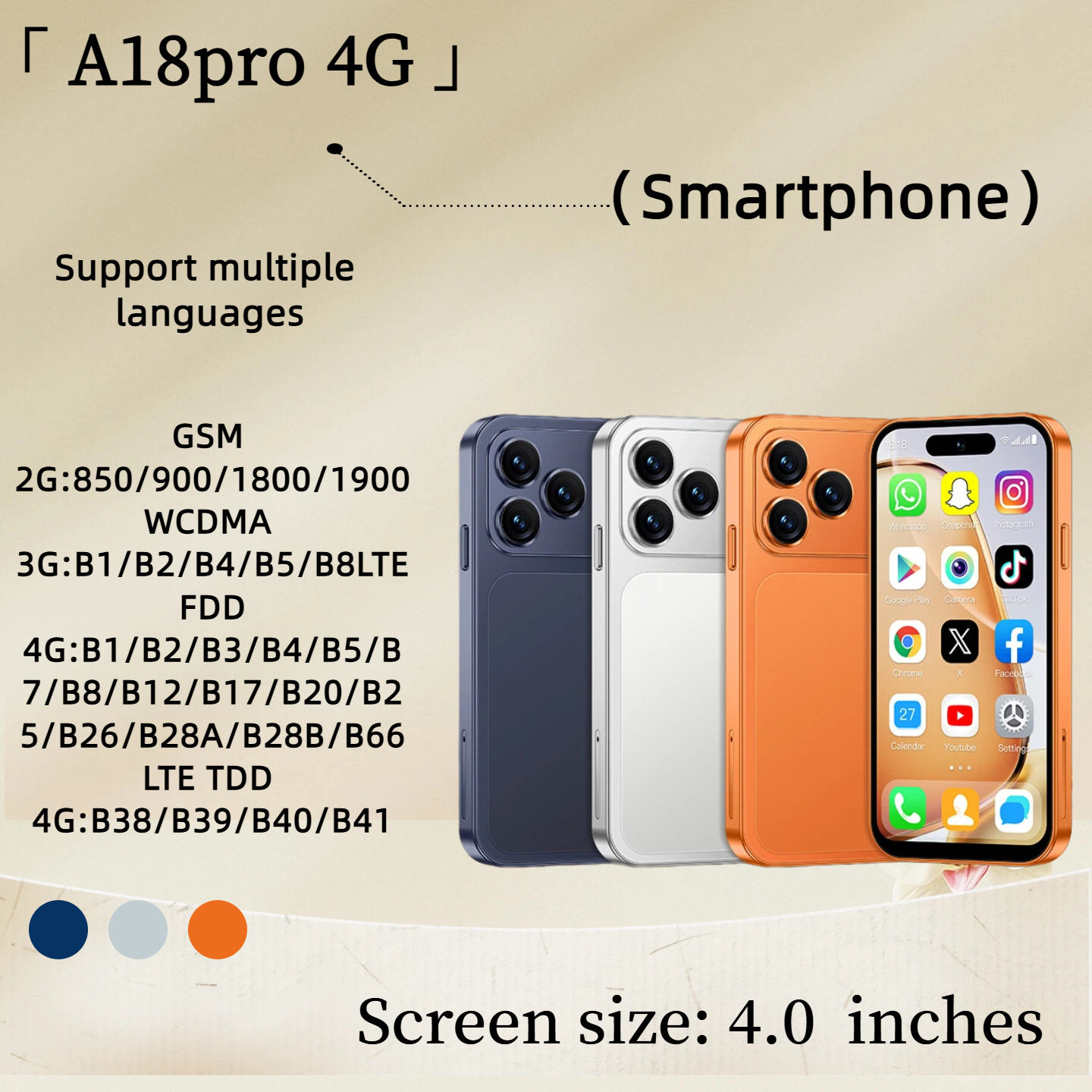 cross-border new model A18pro 4G mini smartphone 4.0-inch to...