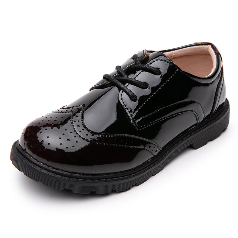 Boys' Leather Shoes 2025 Cross-Border European and American New Style Leather Shoes Children's Black British Style Big and Medium-Sized Children's Student Performance Shoes