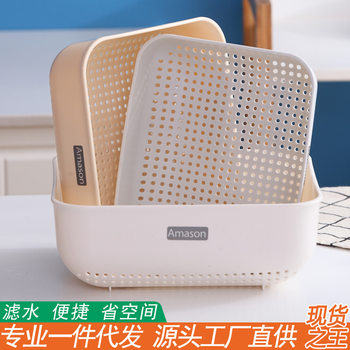 Kitchen Drip Tray for Washing Vegetables, Household Multifunctional Plastic Fruit and Vegetable Strainer Basket, Vegetable Washing Basin