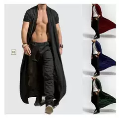European and American Spring and Autumn Thin Men's Mature Long Slim-fit Long Coat Casual Fashion Solid Color Men's Top