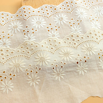 Tianyuan Lace Trim, 14cm Wide, Hollow-Out Sunflower Cotton Fabric, Embroidered Children's Clothing Lace Trim Fabric