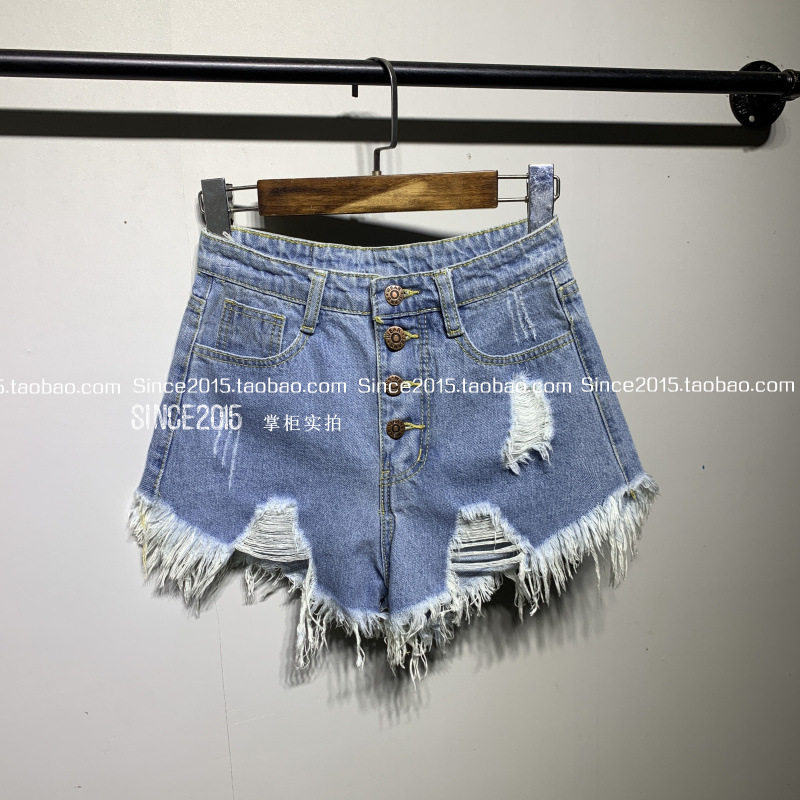High Waisted Ripped Denim Shorts for Women Loose Fit A Line Frayed Hem Summer Style Wholesale Available