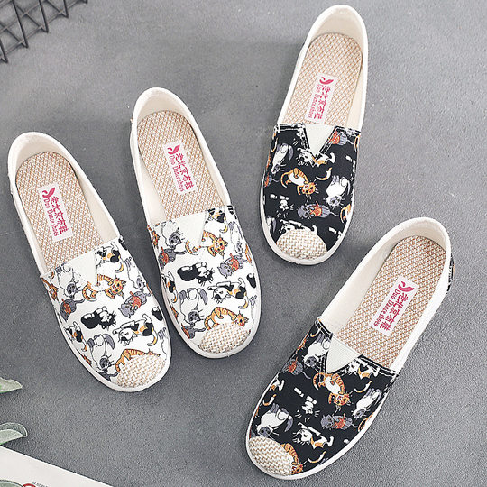 25 Spring and Autumn New Old Beijing Cloth Shoes Casual Canvas Shoes Slip-on Women's Shoes Non-slip Soft Bottom All-match Women