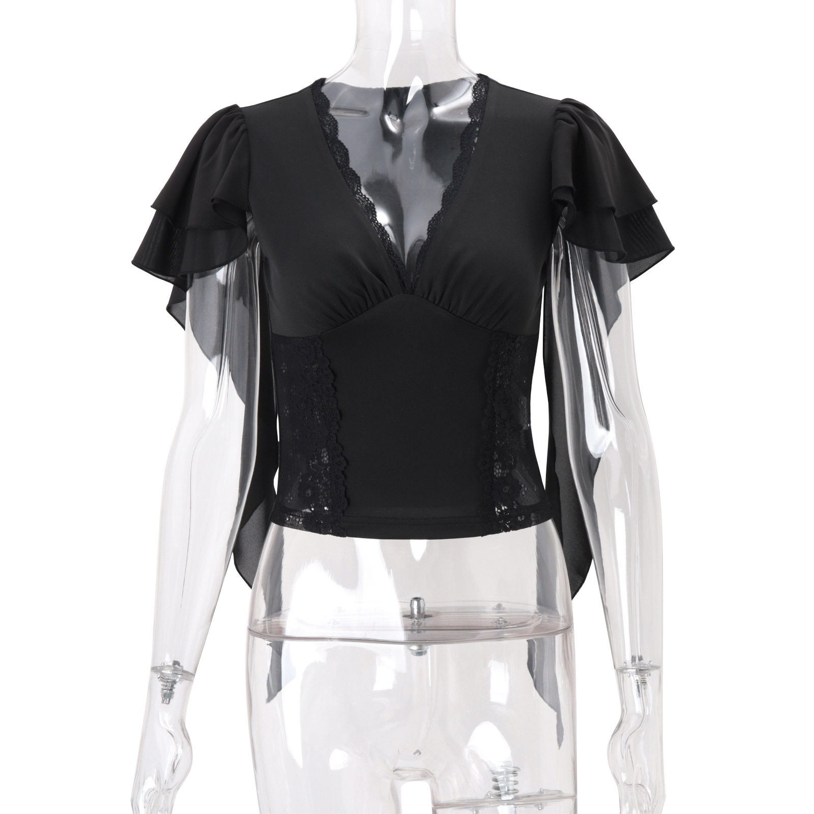 Womens Summer Short Sleeve Top Stylish American Design Unique Cut Out Sides Trendy Look Perfect for Casual Outings
