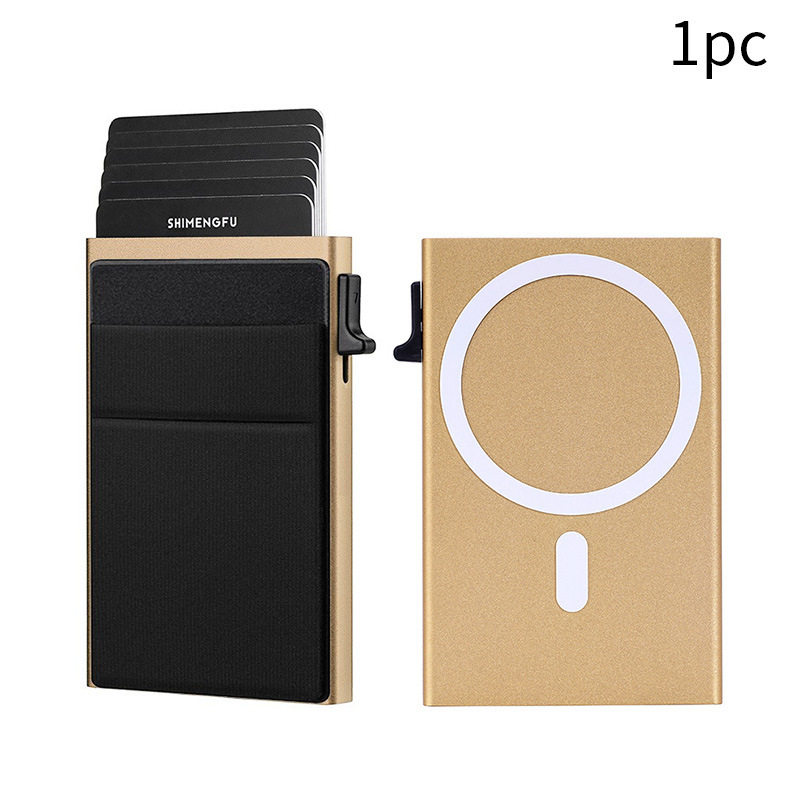 Magnetic Aluminum Alloy Card Holder Automatically Pops up Business Card Box Anti-Theft Brush Anti-Degaussing Rfid Card Holder Metal Card Holder