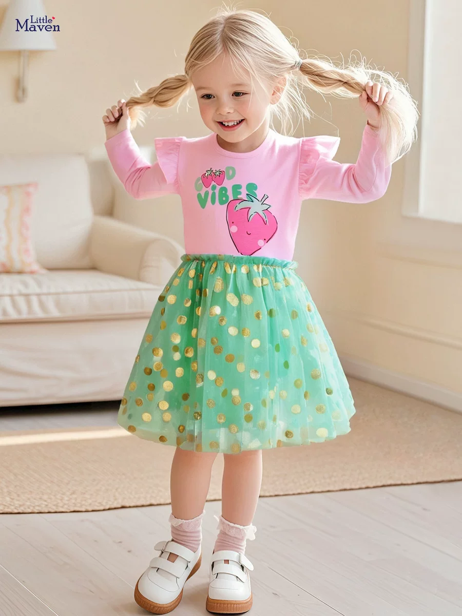 Kids' Dress Wholesale, Autumn Girls' Tulle Dress, Cartoon Cotton Kids' Dress