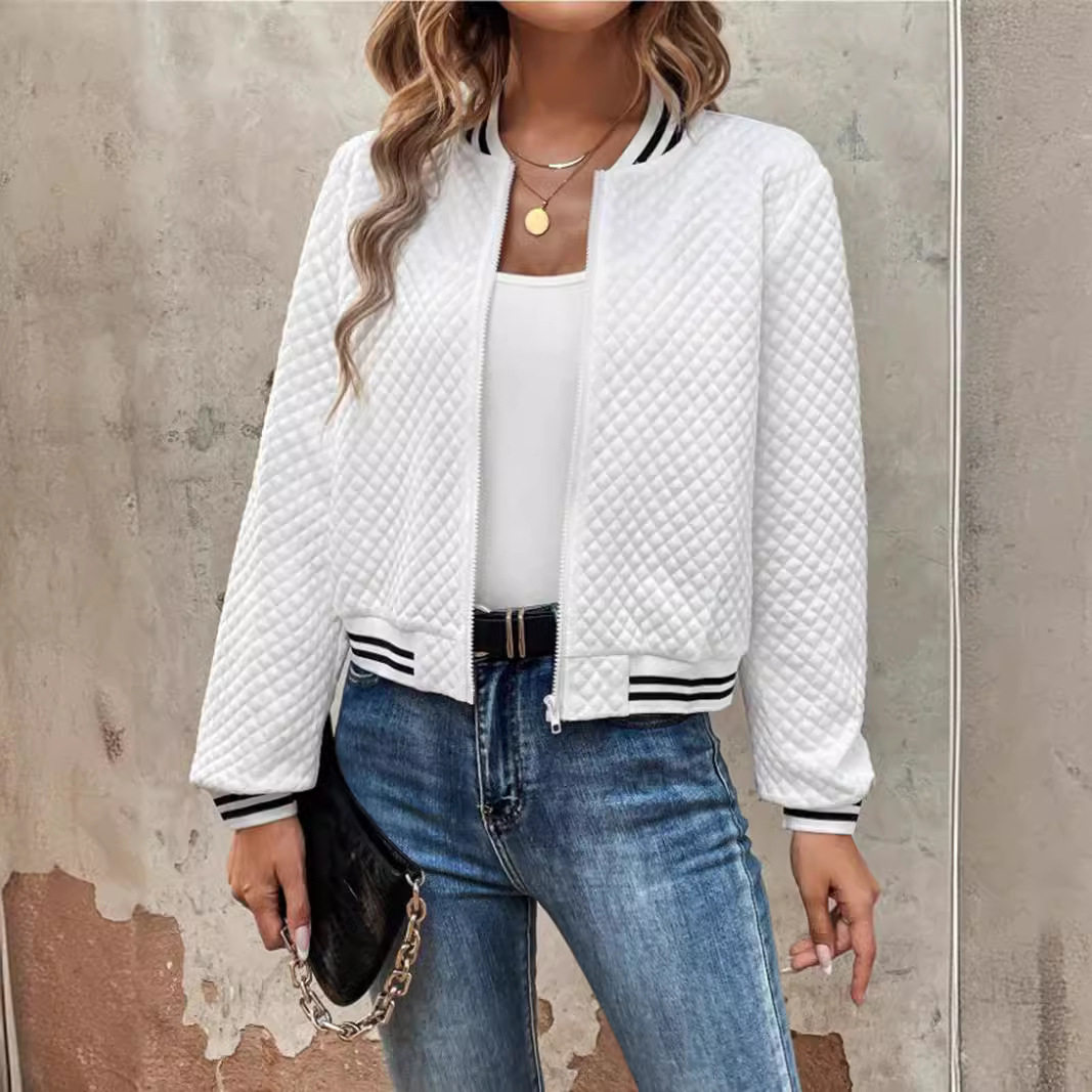 Fall Printed Zip Detail Cardigan Jacket Long Sleeve Lightweight Stylish Design Perfect for Casual Outings Wholesale