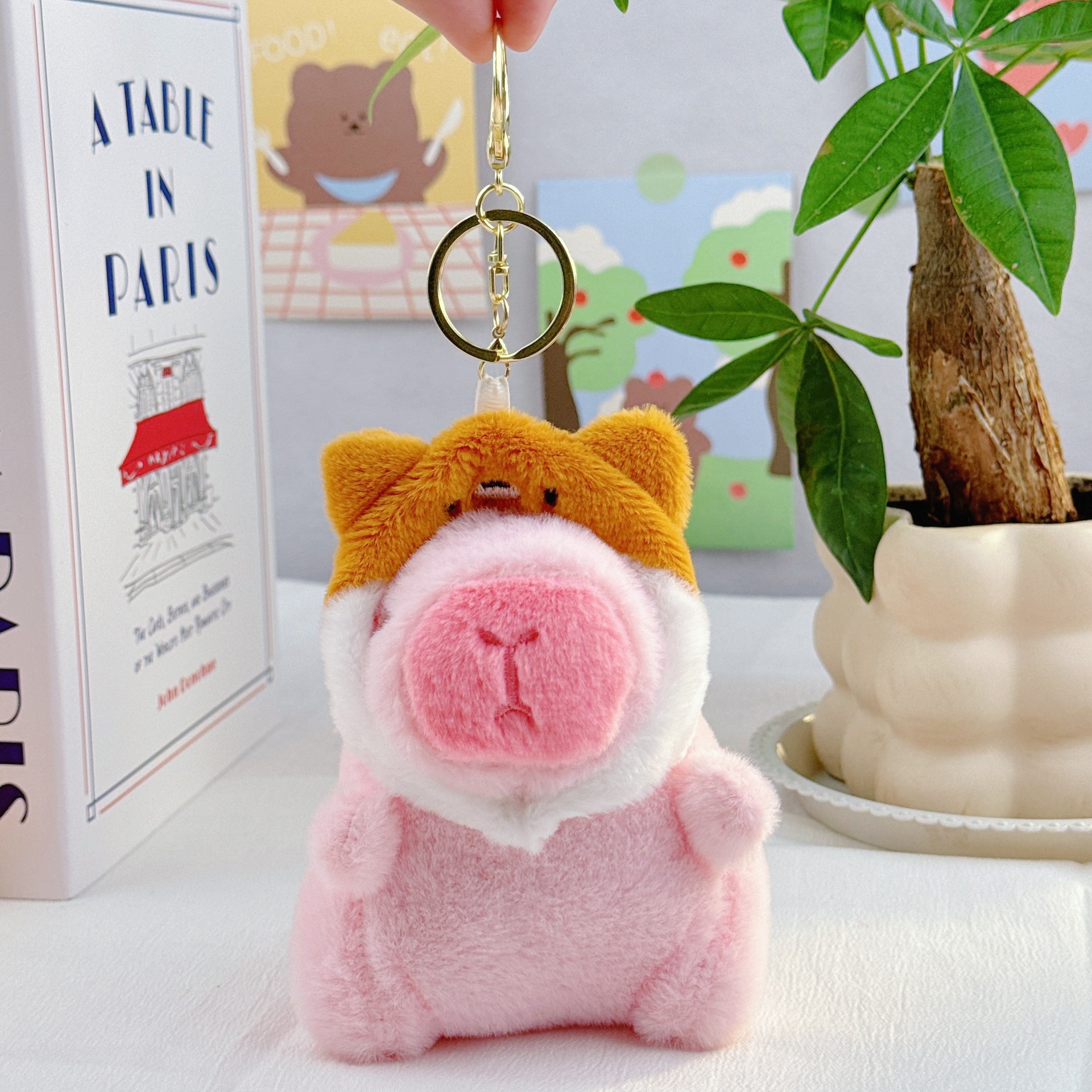 可爱卡皮巴拉公仔水豚鼠毛绒玩具玩偶钥匙扣书包挂件抓机娃娃批发