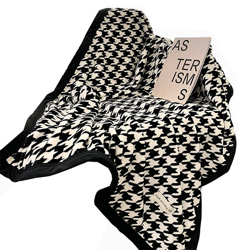 Sofa Blanket Air-conditioning Blanket Printed Blanket Office Nap Blanket Ins Coral Fleece Cover Blanket Thickened Four Seasons Universal