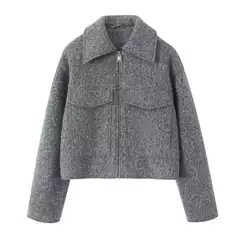 [European Size] New Autumn and Winter European and American Style Women's Street Fashion Tweed Short Jacket Lapel Woolen Jacket