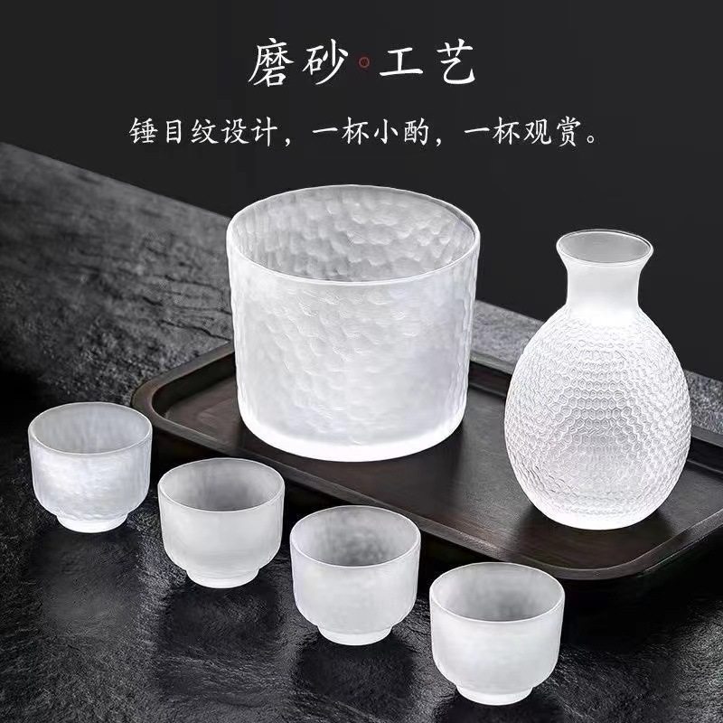 Japanese-Style Glass Sake Pot, Transparent Wine Warmer, Small Wine Glass, High-Looking Household Yellow Wine, Rice Wine, Plum Wine Set