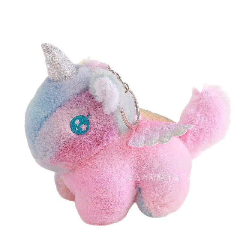 New Cartoon Colorful Unicorn Doll Bag Pendant Cute Plush Angel Pony Keychain Pendant Wholesale