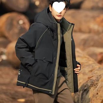 2025 White Duck down Jacket Men's Winter New Hooded Coldproof Clothing Outdoor Warm Short Jacket