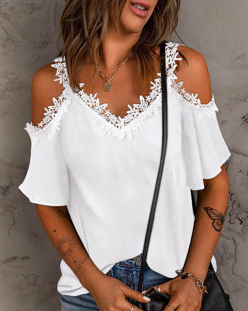 Lace Short Sleeve T Shirt Comfortable Fabric Trendy Design Various Colors Casual Wear Summer Style Ready to Ship