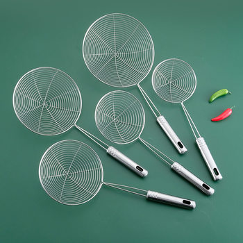 Kitchen Jiuzhu Steel Handle Wire Leakage Stainless Steel Colander Eating Hot Pot Noodles Leakage Sieve Spoon Fried Colander