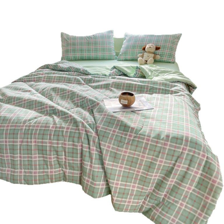 Washed Cotton Bed Bed Sheetss Four-Piece Quilt Cover Single-Piece Student Dormitory Single and Double Bedding Set Three-Piece Set for All Seasons