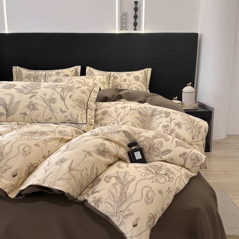 Nantong Home Textile Cotton Sanding Jet Printing Four-piece Set Thickened Warm Cotton Three-piece Set Student Dormitory Kit