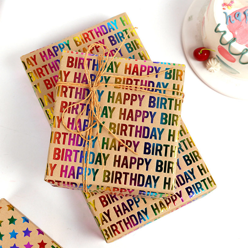 Cross-border specially for roll kraft paper colorful bronzing polka dot stripes love Valentine's Day birthday DIY gift packaging