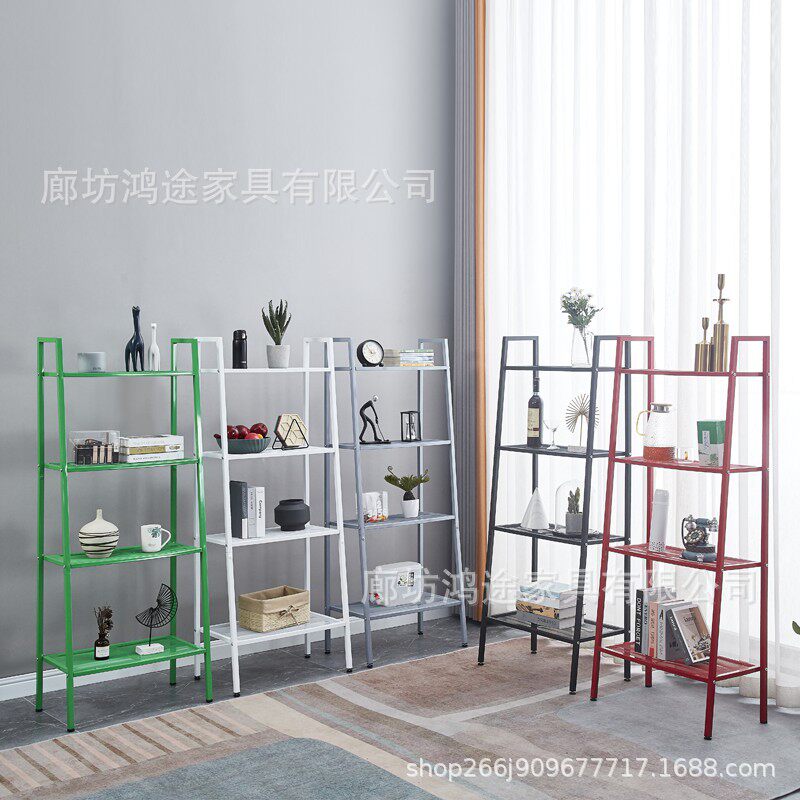 Trapezoidal Storage Rack Bedroom Kitchen Metal Iron Storage Books and Newspaper Flowers Storage Rack Trapezoidal Storage Rack