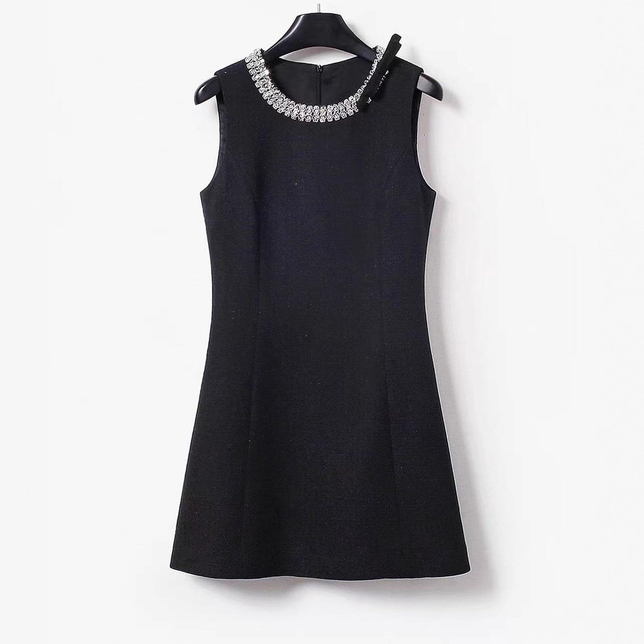 Đầm maxi nữ thắt eo cổ tròn không tay, phong cách Pháp, họa tiết nơ — Xanh chi tiết 4