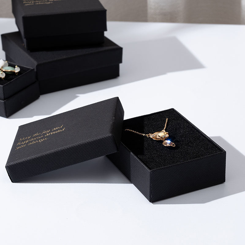Black Hot Stamping High-End Jewelry Box Jewelry Necklace Gift Box Ring Earrings Earrings Jewelry Packaging Box