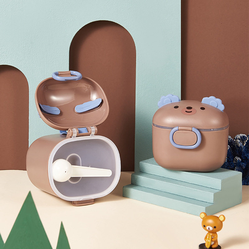 Cartoon Yellow Duck milk powder box portable moisture-proof portable box creative spoon powder separation milk powder storage box size