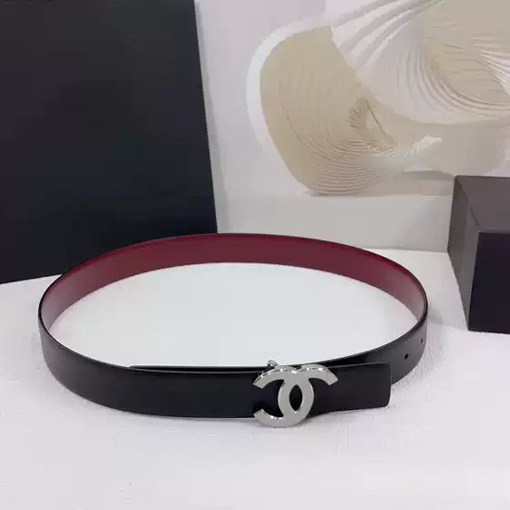 Modern Decorative Accessories Paired with a Denim Dress, Double-Sided Belt, New Style, High-End Chanel-Style First-Layer Leather Belt