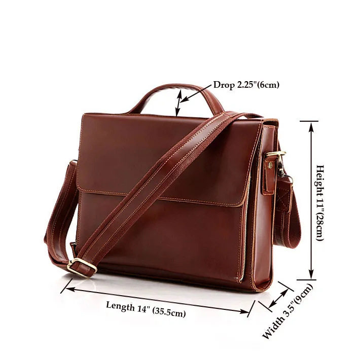 Túi Xách Tay Da Sáp Dầu Nam Công Sở Đa Năng Đựng Laptop 17 Inch Da Thật Màu Nâu