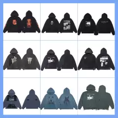 Cross-Border Foreign Trade Erd: Melancholic Rich Kid High Street Washed Vintage Character Print Pullover Loose Hooded Sweatshirt