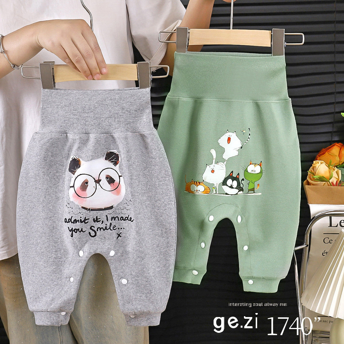 Baby Big PP Pants, Spring & Autumn Cotton Version, Boys & Girls High-Waist Belly-Protecting Snap-Button Easy-Wear Pants, 7A Antibacterial Outerwear