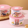 Disney Chaole Ceramic Fresh-keeping Bowl with Lid Fresh-keeping Box Three-piece Set Cartoon Hand Accompanying Gift suit Tableware Color Glaze