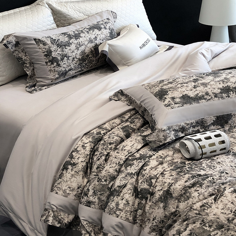 Mark Cross New Product 100-Count Long-Staple Cotton Brushed Four-Piece Set Pure Cotton Autumn and Winter Thickeneded Warm Quilt Cover