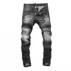 2025 Fall/Winter Student DS Stretch Washed Distinctive Inkjet Tight Nightclub Fashion Ripped D2 Jeans Men's Pants
