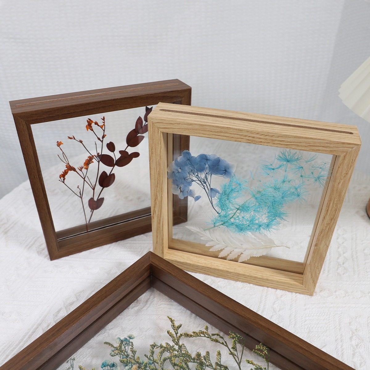 Wooden DIY Handmade Double-Sided Transparent Square Photo Frame Calligraphy Display Frame Specimen Frame Pull-Out Picture Frame Wholesale