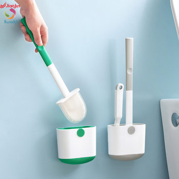 Jianjun Toilet Brush Household No Dead Angle Seat Bottom Gap Toilet Toilet Toilet Wall Hanging Silicone Two Brush suit