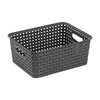 Cross-border Hot-sale Plastic Hollow-out Edge Woven Simple Storage Finishing Storage Basket Household Supplies Kitchen Groceries Box