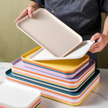 Nordic Ins Wheat Straw Tray Household Color Plate Commercial Barbecue Skewers Dish Plate Large Plastic Tea Plate