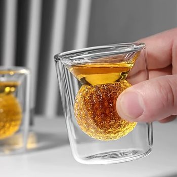 Whiskey Golf Wine Glass Sports Simple Tea Cup Insulated Borosilicate Glass Spirit Wine Bottle Glass Cup